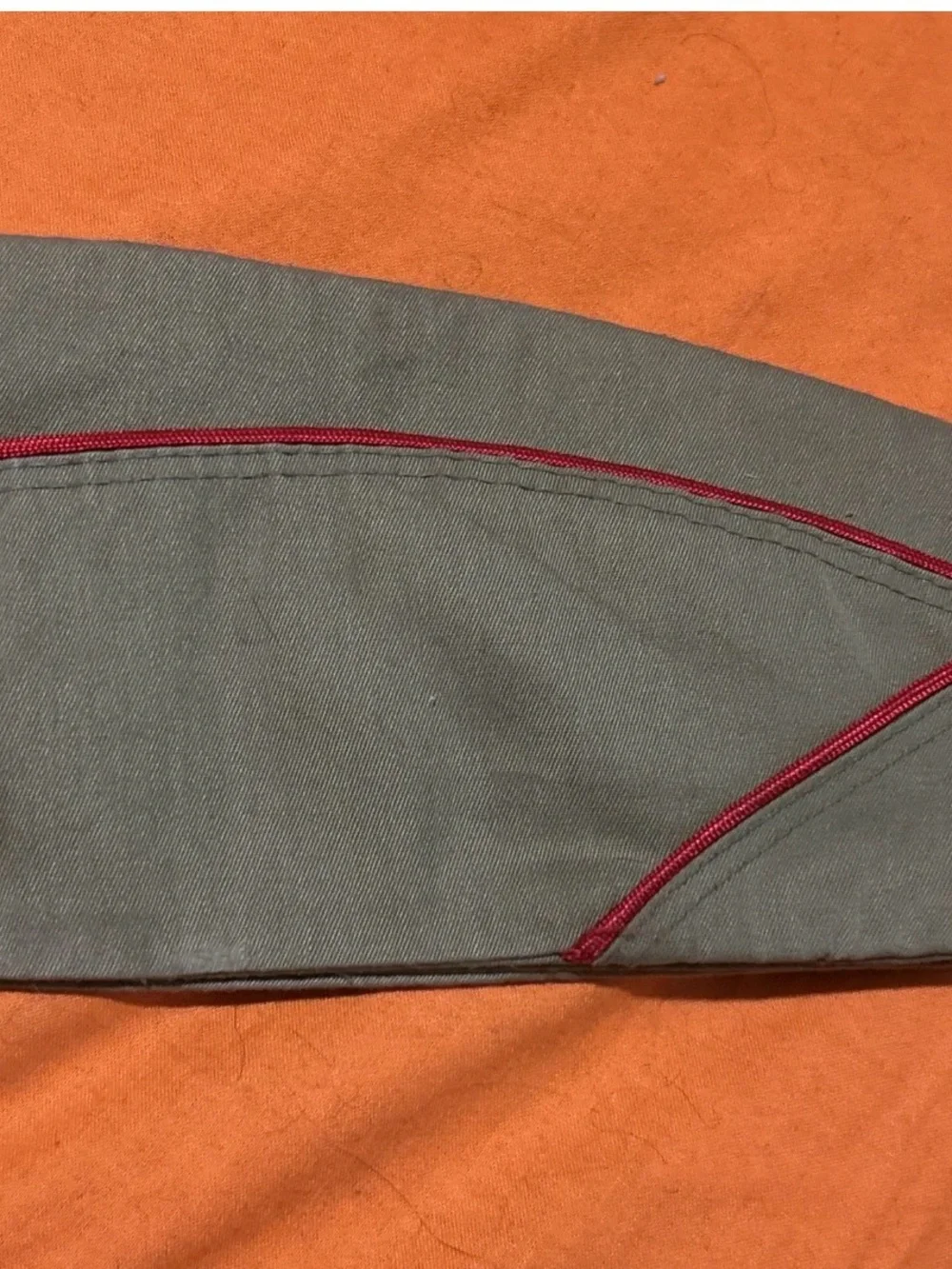 Kids Olive Scout Side Cap with Red Trim and Fleur-de-Lis Patch